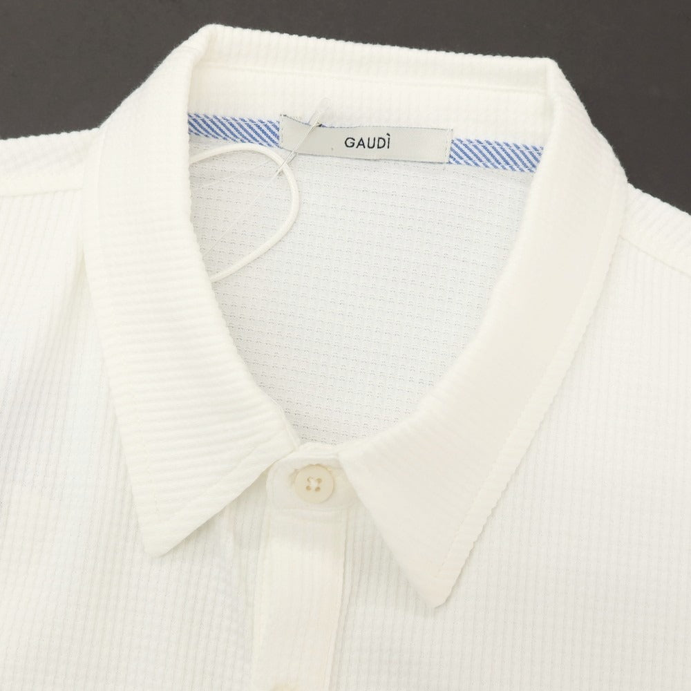 【新品】ガウディ GAUDI コットンポリエステル ジャージー ガウディテック レギュラーカラー 半袖シャツ ホワイト【サイズL】【 状態ランクN 】【 メンズ 】[DPD]