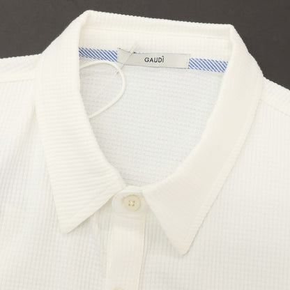 【新品】ガウディ GAUDI コットンポリエステル ジャージー ガウディテック レギュラーカラー 半袖シャツ ホワイト【サイズL】【 状態ランクN 】【 メンズ 】