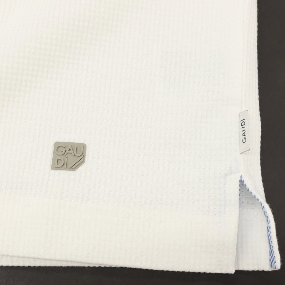 【新品】ガウディ GAUDI コットンポリエステル ジャージー ガウディテック レギュラーカラー 半袖シャツ ホワイト【サイズL】【 状態ランクN 】【 メンズ 】