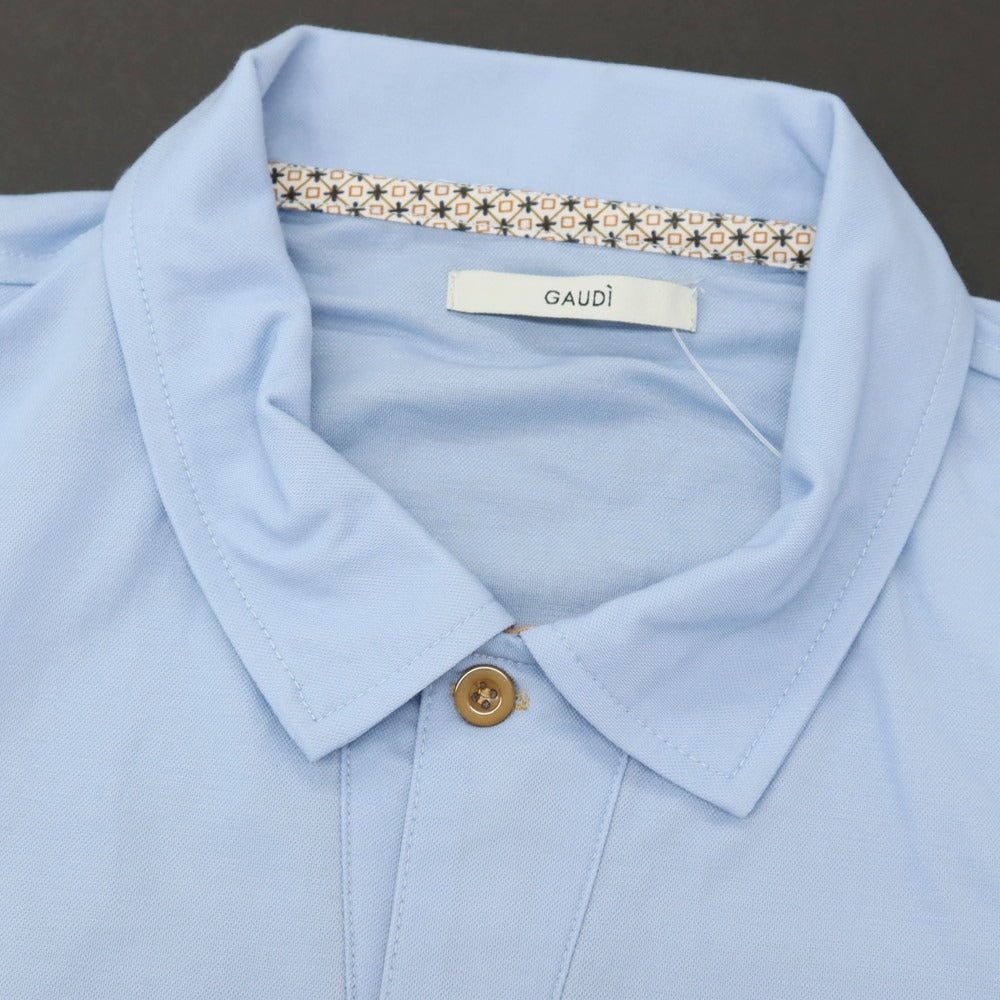 【新品】ガウディ GAUDI レーヨンナイロン 半袖ポロシャツ ライトブルー【 L 】【 状態ランクN 】【 メンズ 】