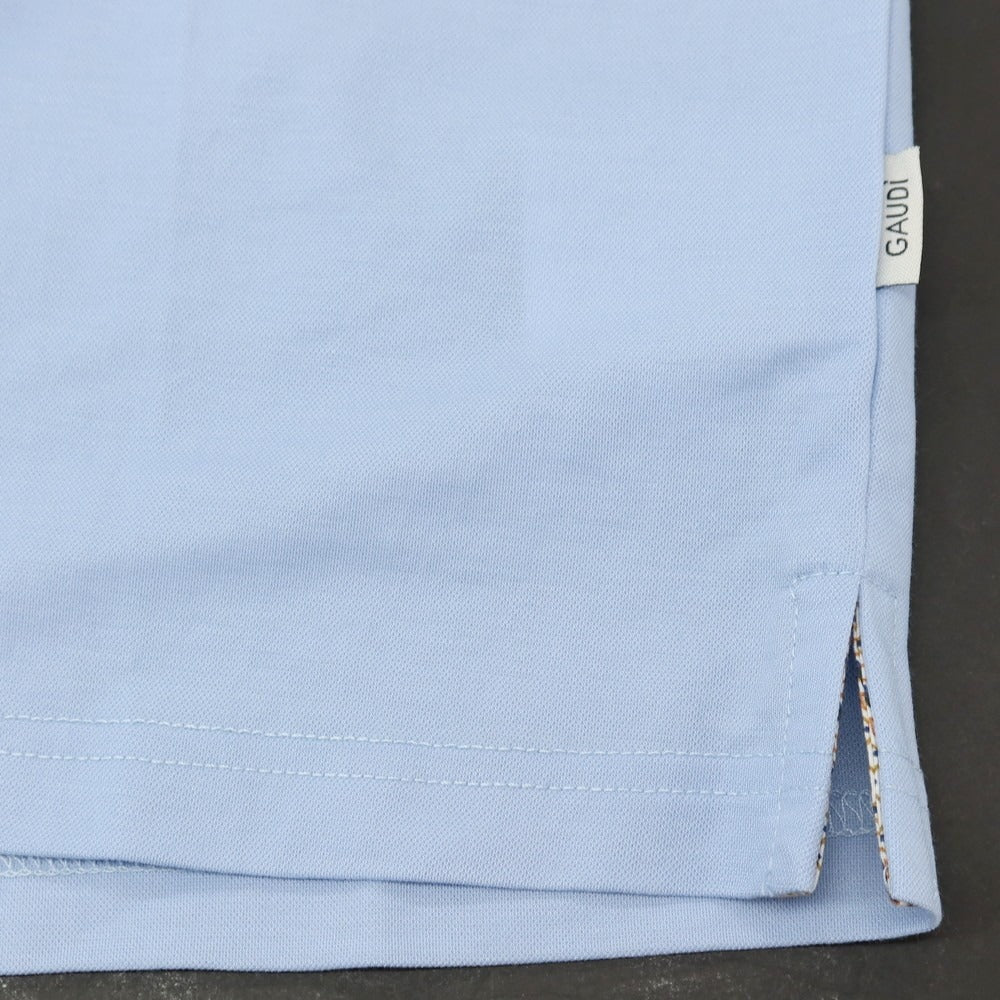 【新品】ガウディ GAUDI レーヨンナイロン 半袖ポロシャツ ライトブルー【 L 】【 状態ランクN 】【 メンズ 】