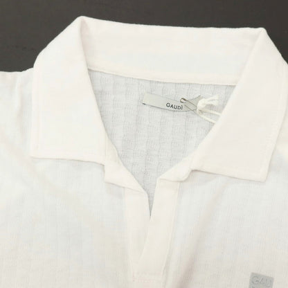 【新品】ガウディ GAUDI コットンリヨセル ガウディテック スキッパー 半袖ポロシャツ ホワイト【 L 】【 状態ランクN 】【 メンズ 】