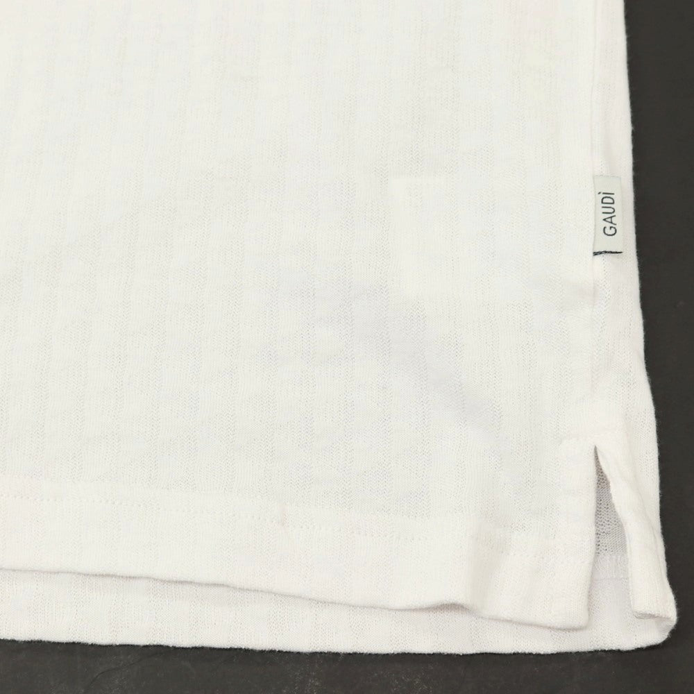 【新品】ガウディ GAUDI コットンリヨセル ガウディテック スキッパー 半袖ポロシャツ ホワイト【サイズL】【 状態ランクN 】【 メンズ 】[DPD]