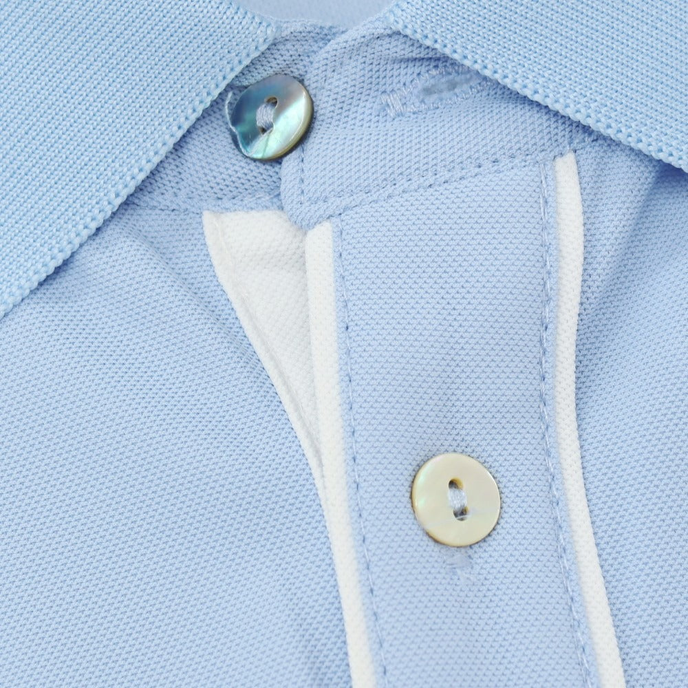 【新品アウトレット】ガウディ GAUDI ナイロンポリウレタン ガウディテック 半袖ポロシャツ ライトブルー【 L 】【 状態ランクN- 】【 メンズ 】