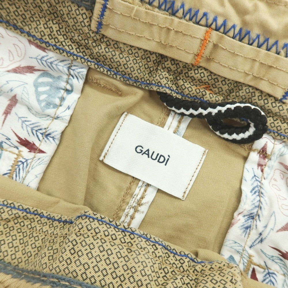 【新品】ガウディ GAUDI ストレッチ コットン ショートパンツ カーキベージュ【 48 】【 状態ランクN 】【 メンズ 】