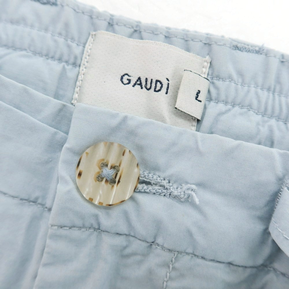 【新品】ガウディ GAUDI ストレッチ コットン イージースラックスパンツ サックス【 L 】【 状態ランクN 】【 メンズ 】