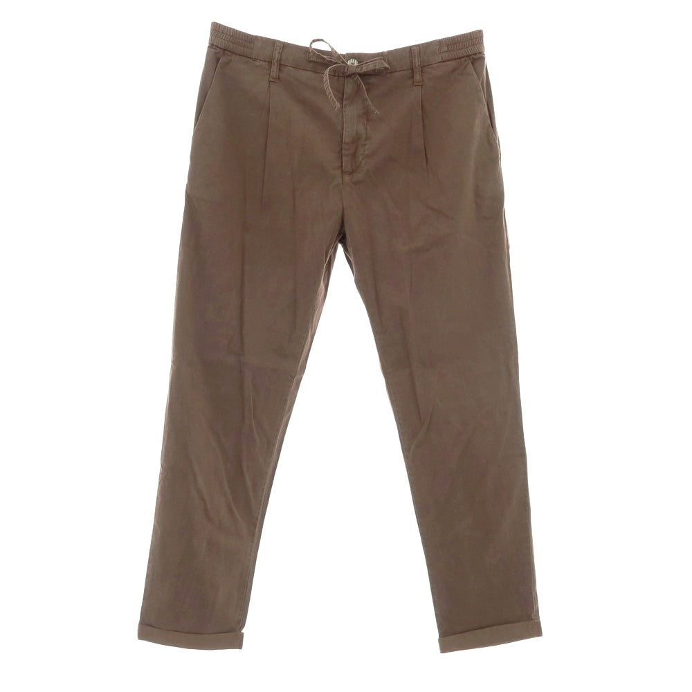 【新品】ガウディ GAUDI ストレッチ リヨセルコットン イージースラックスパンツ ブラウン【 L 】【 状態ランクN 】【 メンズ 】