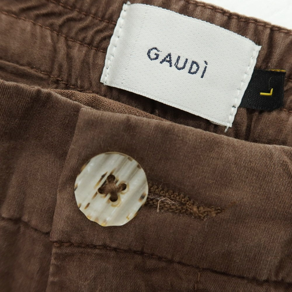 【新品】ガウディ GAUDI ストレッチ リヨセルコットン イージースラックスパンツ ブラウン【 L 】【 状態ランクN 】【 メンズ 】