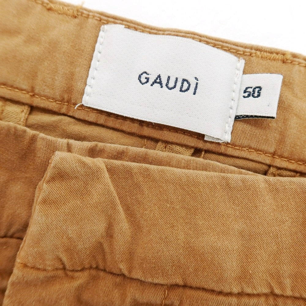 【新品】ガウディ GAUDI ストレッチ リヨセルコットン カジュアルスラックスパンツ キャメルブラウン【サイズ50】【 状態ランクN 】【 メンズ 】[DPD]