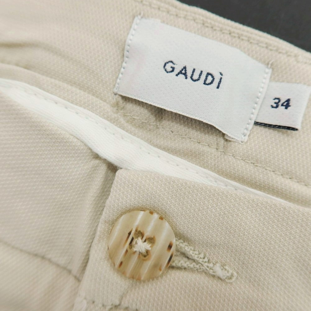 【新品】ガウディ GAUDI ストレッチ コットン カジュアルスラックスパンツ ライトベージュ【サイズ34】【 状態ランクN 】【 メンズ 】[DPD]