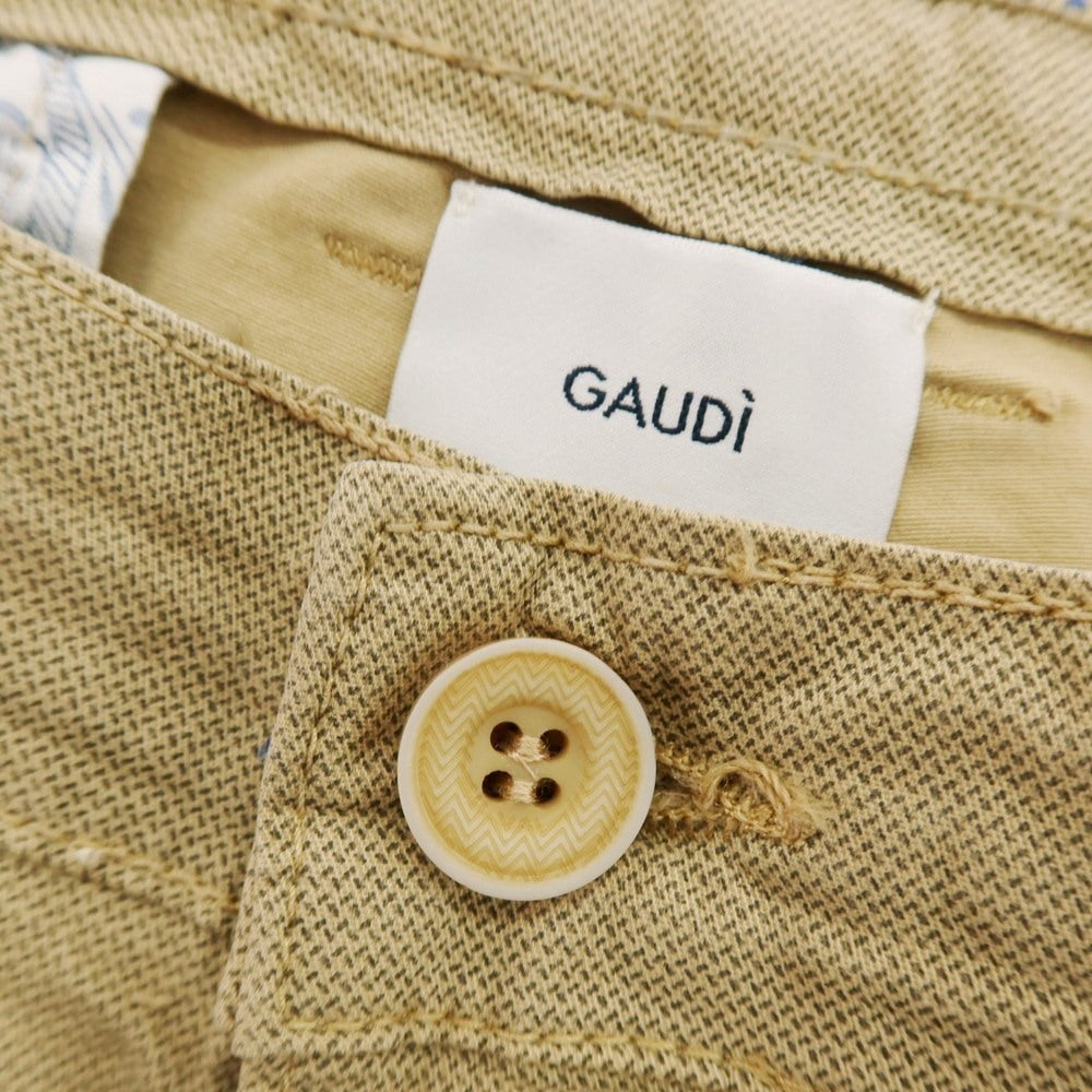 【新品】ガウディ GAUDI ストレッチ コットン カジュアルスラックスパンツ ベージュ系【サイズ50】【 状態ランクN 】【 メンズ 】[DPD]