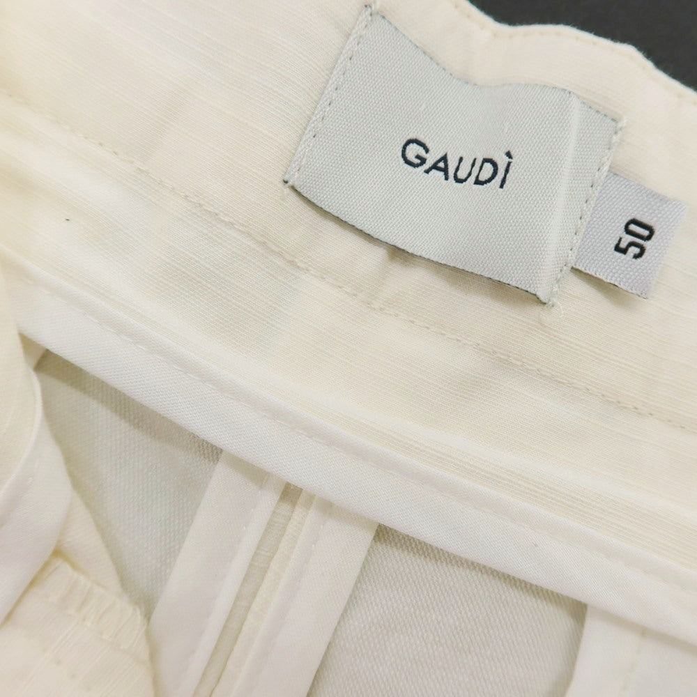 【新品アウトレット】ガウディ GAUDI コットンリヨセル カジュアルスラックスパンツ オフホワイト【 50 】【 状態ランクN- 】【 メンズ 】