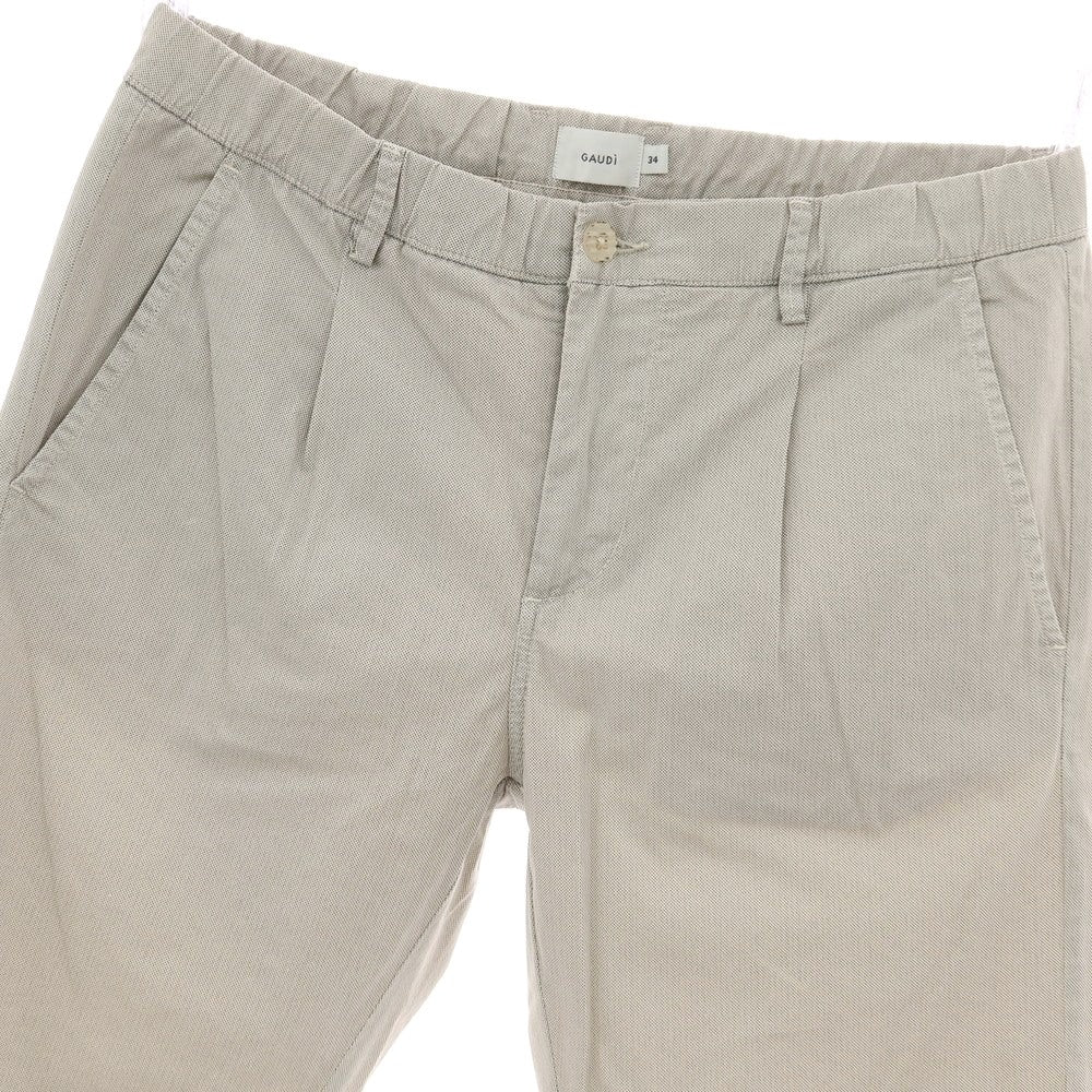 【新品アウトレット】ガウディ GAUDI ストレッチ コットン イージースラックスパンツ グレージュ系【 34 】【 状態ランクN- 】【 メンズ 】