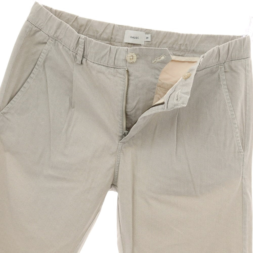 【新品アウトレット】ガウディ GAUDI ストレッチ コットン イージースラックスパンツ グレージュ系【 34 】【 状態ランクN- 】【 メンズ 】