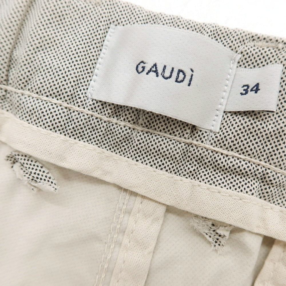 【新品アウトレット】ガウディ GAUDI ストレッチ コットン イージースラックスパンツ グレージュ系【 34 】【 状態ランクN- 】【 メンズ 】