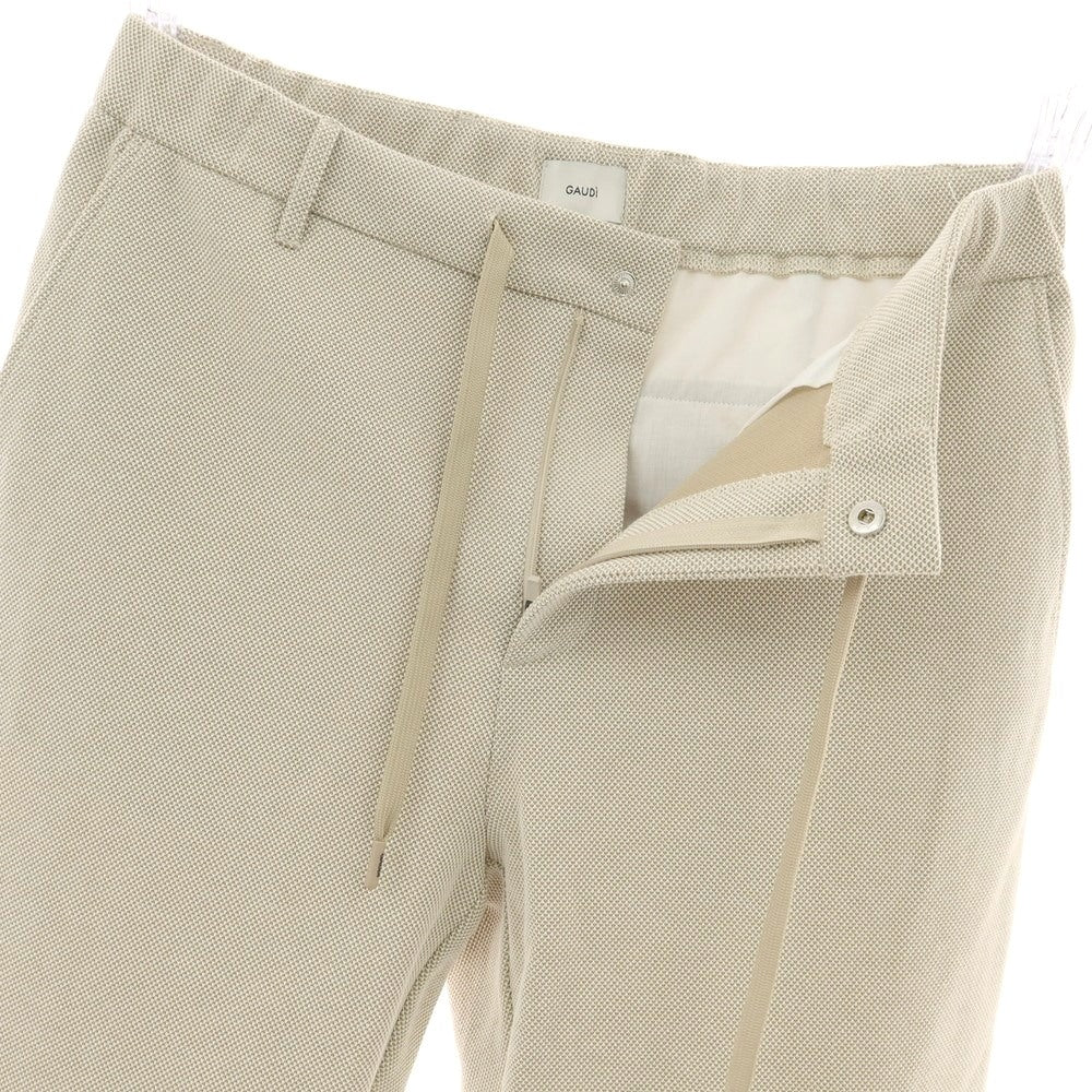 【新品】ガウディ GAUDI ストレッチ ポリエステルコットン イージーパンツ ベージュ【 L 】【 状態ランクN 】【 メンズ 】