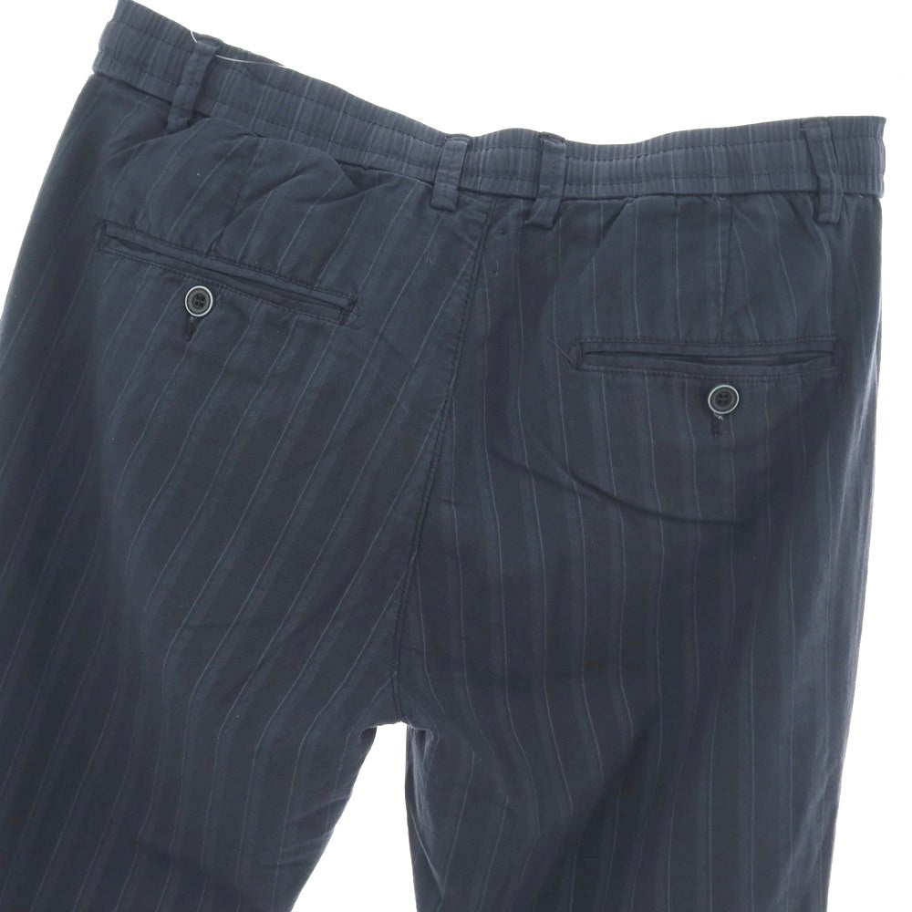 【新品】ガウディ GAUDI ストレッチ コットン ストライプ イージースラックスパンツ ネイビー【 M 】【 状態ランクN 】【 メンズ 】