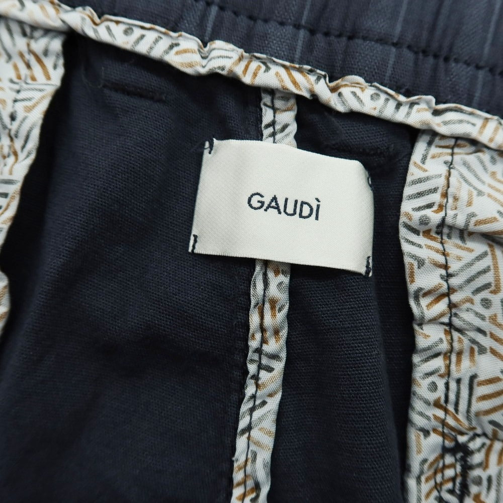 【新品】ガウディ GAUDI ストレッチ コットン ストライプ イージースラックスパンツ ネイビー【 サイズM 】【 状態ランクN 】【 メンズ 】 [CPD]