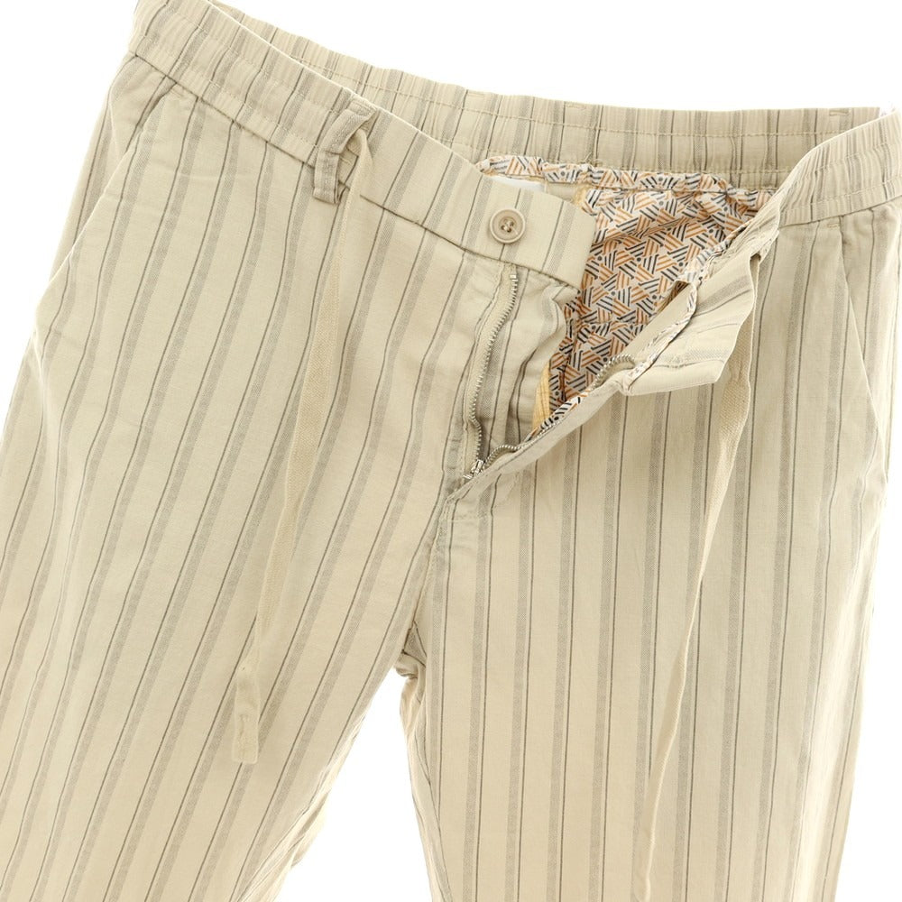 【新品】ガウディ GAUDI ストレッチ コットン ストライプ イージスラックスパンツ ベージュ系【 M 】【 状態ランクN 】【 メンズ 】