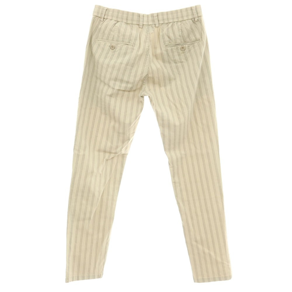 【新品】ガウディ GAUDI ストレッチ コットン ストライプ イージスラックスパンツ ベージュ系【 M 】【 状態ランクN 】【 メンズ 】