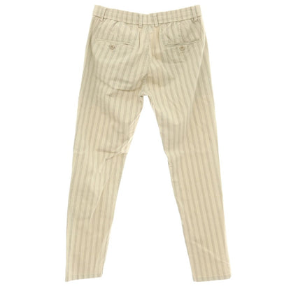 【新品】ガウディ GAUDI ストレッチ コットン ストライプ イージスラックスパンツ ベージュ系【 M 】【 状態ランクN 】【 メンズ 】
