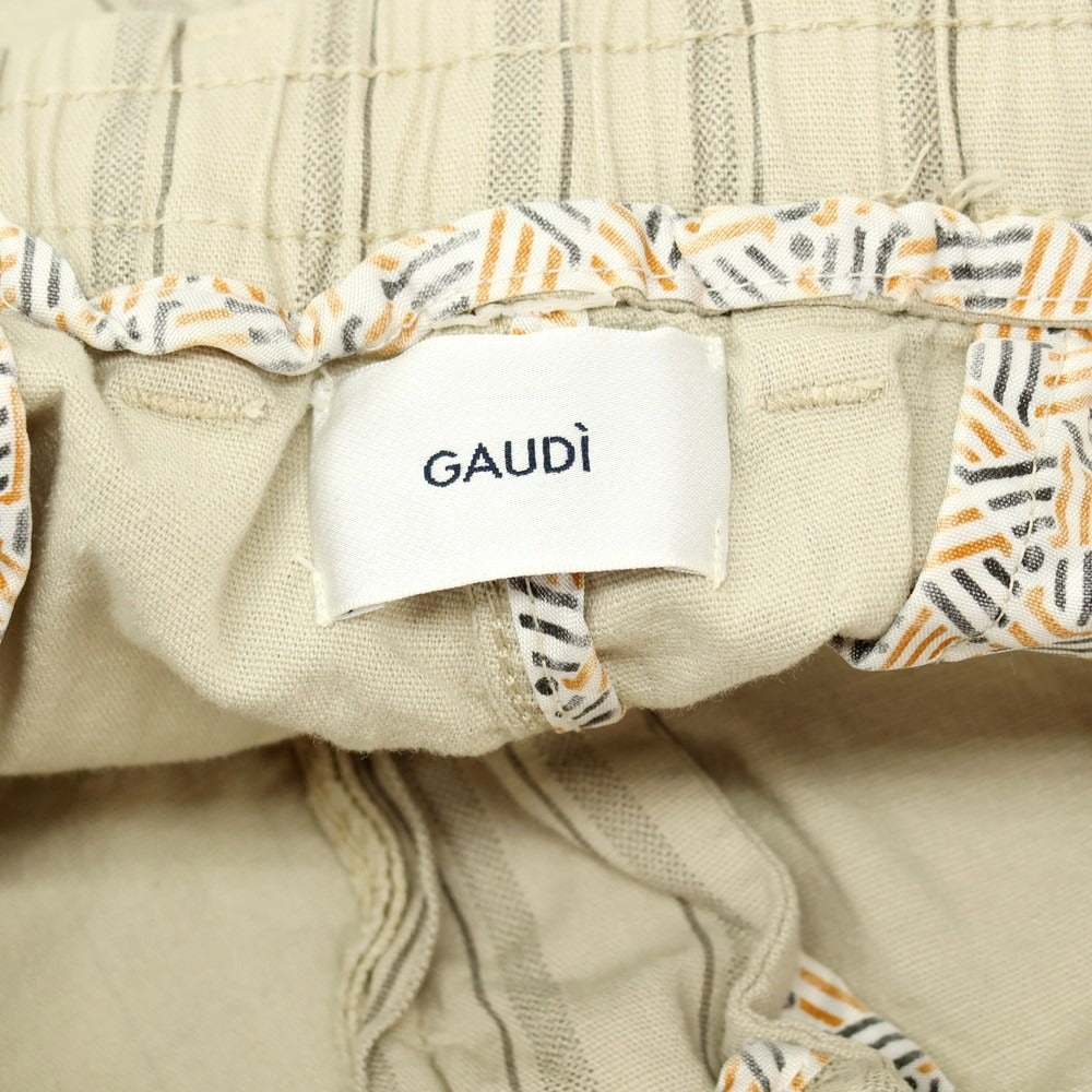【新品】ガウディ GAUDI ストレッチ コットン ストライプ イージスラックスパンツ ベージュ系【 M 】【 状態ランクN 】【 メンズ 】