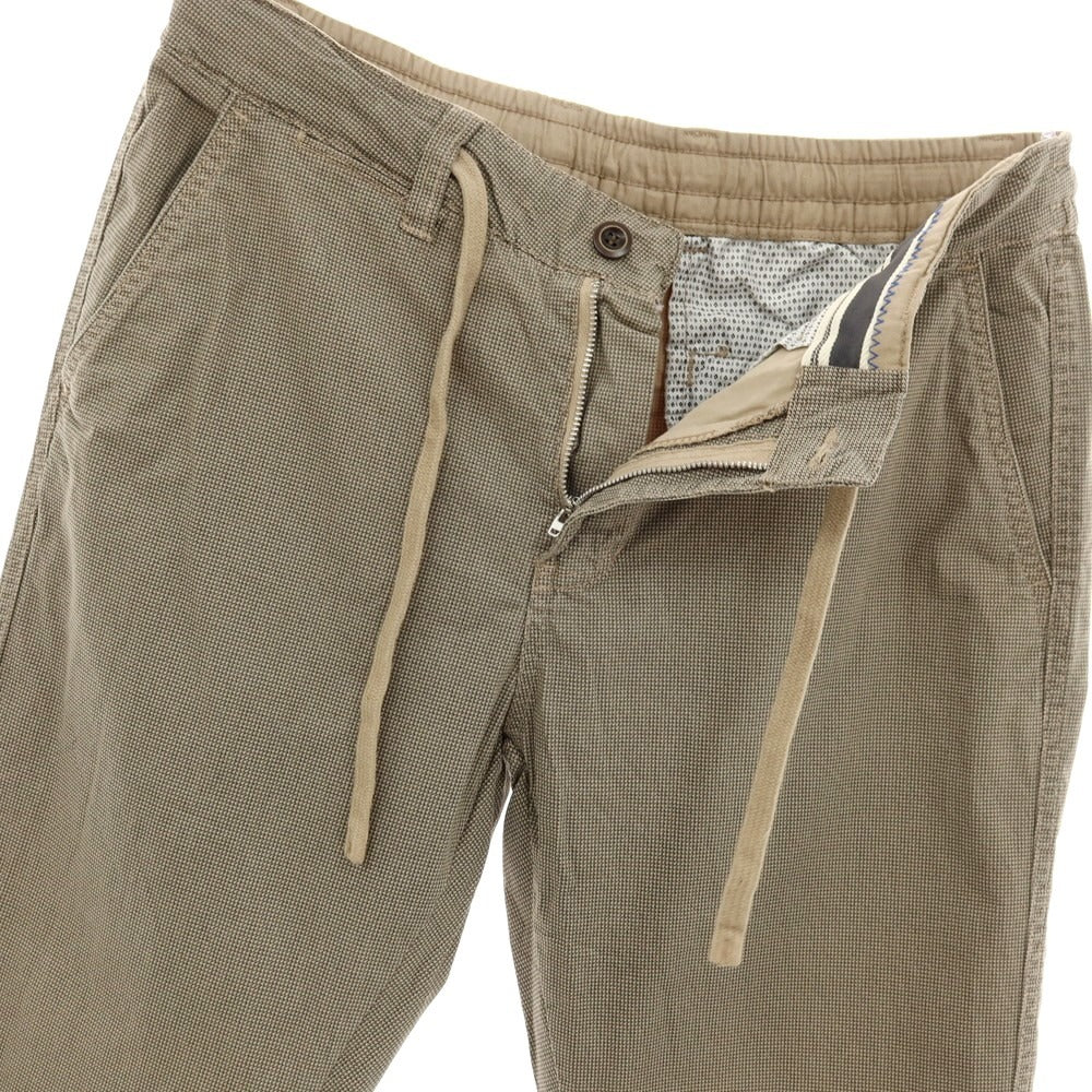 【新品】ガウディ GAUDI ストレッチ コットン イージスラックスパンツ ベージュxブラック【 M 】【 状態ランクN 】【 メンズ 】