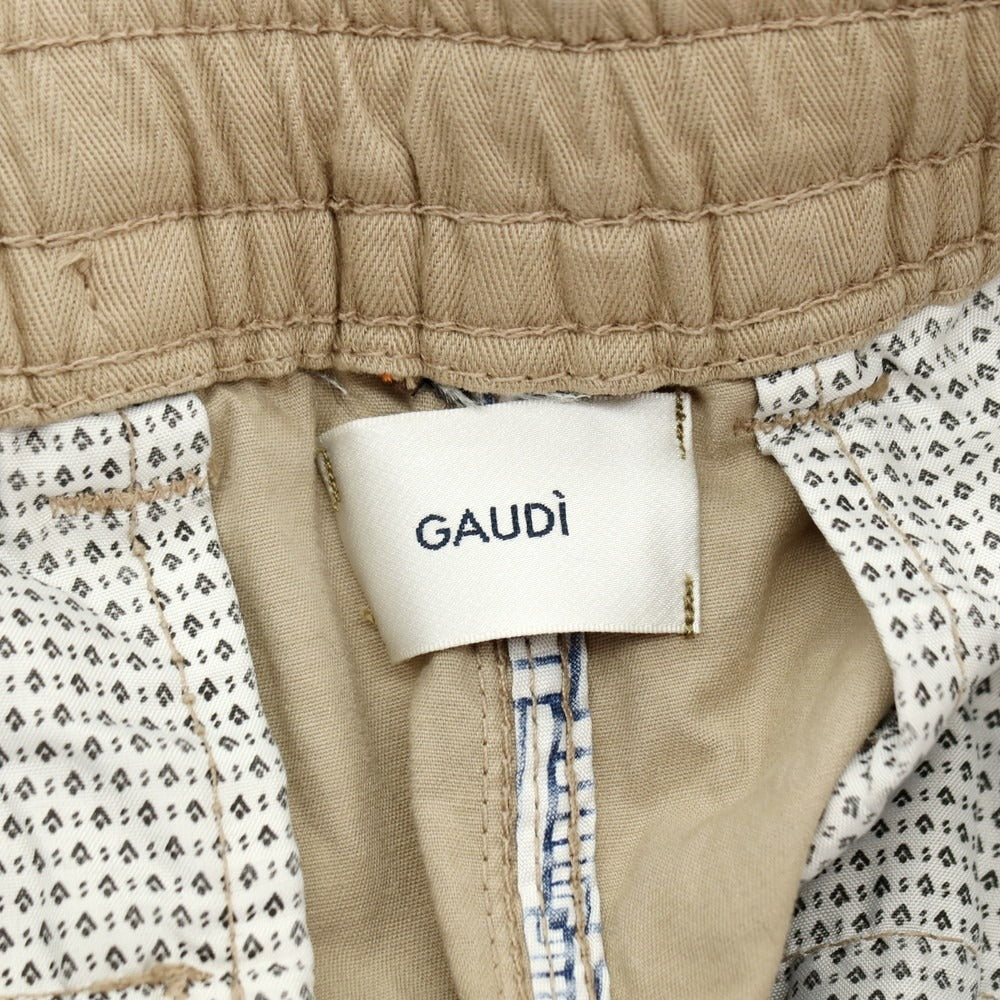 【新品】ガウディ GAUDI ストレッチ コットン イージスラックスパンツ ベージュxブラック【 M 】【 状態ランクN 】【 メンズ 】