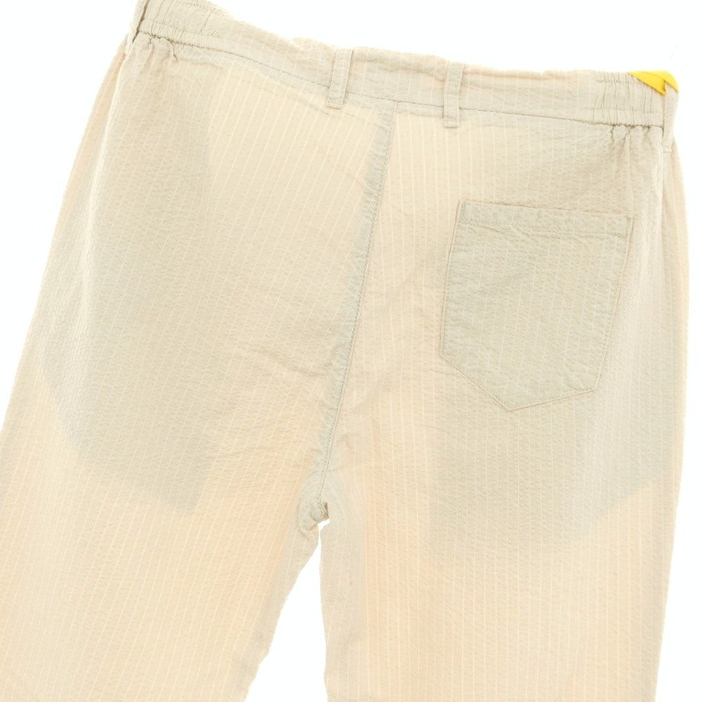 【新品】ガウディ GAUDI コットン シアサッカー ストライプ イージスラックスパンツ ベージュ【 M 】【 状態ランクN 】【 メンズ 】