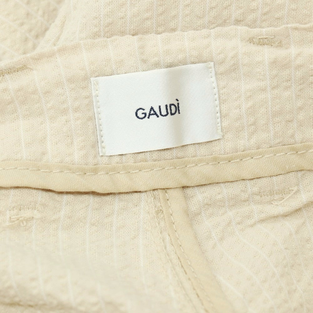 【新品】ガウディ GAUDI コットン シアサッカー ストライプ イージスラックスパンツ ベージュ【 M 】【 状態ランクN 】【 メンズ 】