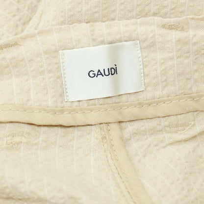 【新品】ガウディ GAUDI コットン シアサッカー ストライプ イージスラックスパンツ ベージュ【 M 】【 状態ランクN 】【 メンズ 】