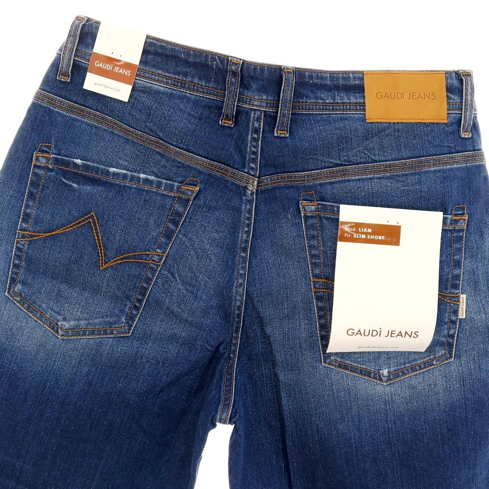 【新品】ガウディ GAUDI LIAM ストレッチ コットン デニム ショートパンツ ジーンズ ネイビー【サイズ34】【 状態ランクN 】【 メンズ 】[CPD]
