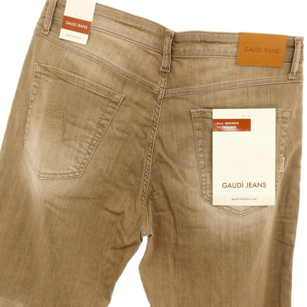 【新品】ガウディ GAUDI BRANDO ストレッチ コットン デニムパンツ ダークベージュ【 サイズ34 】【 状態ランクN 】【 メンズ 】 [CPD]