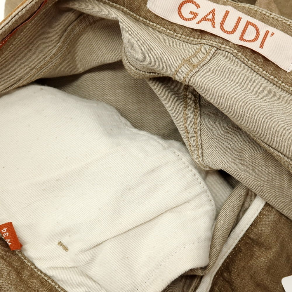 【新品】ガウディ GAUDI BRANDO ストレッチ コットン デニムパンツ ダークベージュ【 サイズ34 】【 状態ランクN 】【 メンズ 】 [CPD]