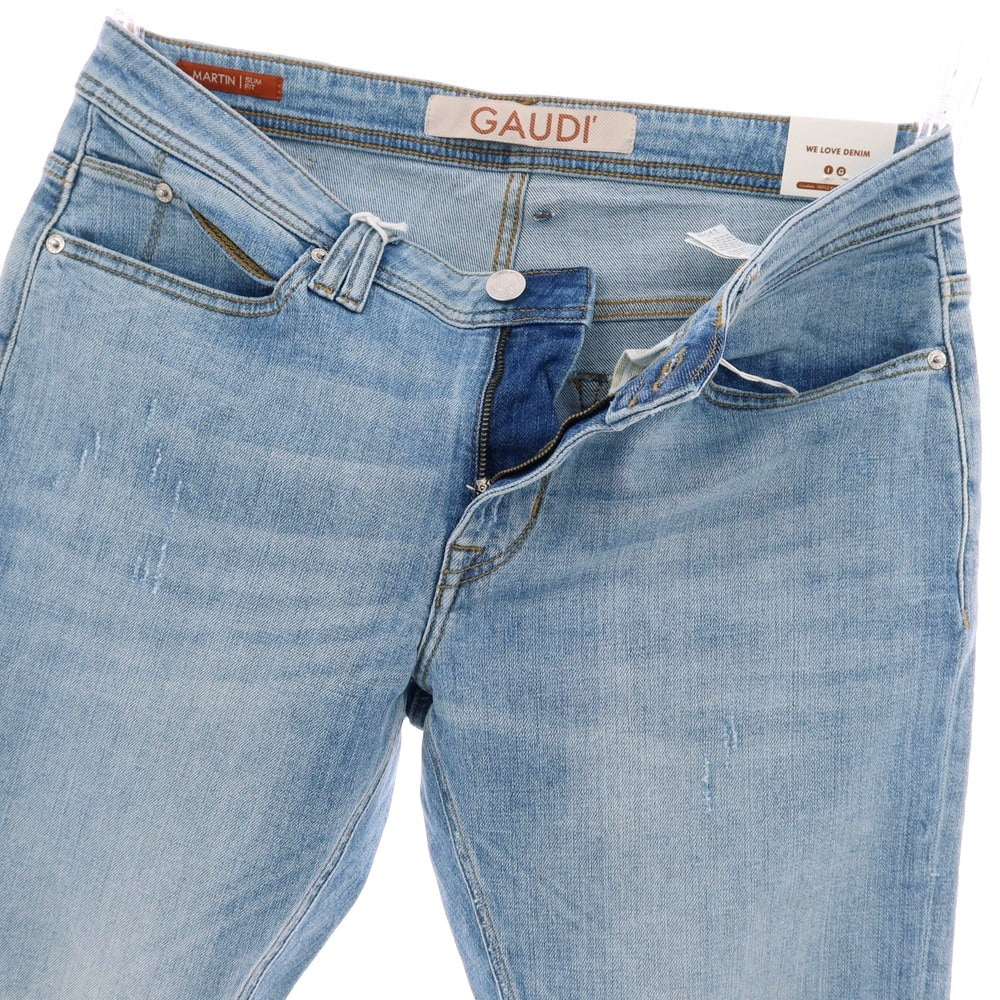 【新品】ガウディ GAUDI JEANS MARTIN ストレッチ コットン デニムパンツ ジーンズ ライトブルー【 サイズ34 】【 状態ランクN 】【 メンズ 】 [BPD]