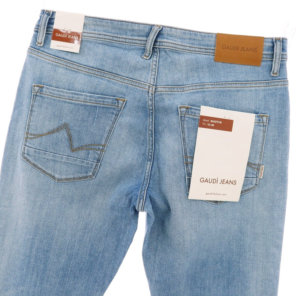 【新品】ガウディ GAUDI JEANS MARTIN ストレッチ コットン デニムパンツ ジーンズ ライトブルー【 サイズ34 】【 状態ランクN 】【 メンズ 】 [BPD]