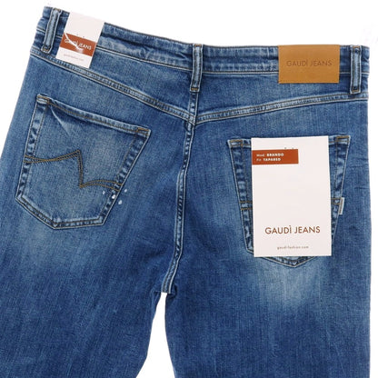 【新品】ガウディ GAUDI JEANS BRANDO ストレッチ コットン デニムパンツ ジーンズ ダークブルー【 34 】【 状態ランクN 】【 メンズ 】