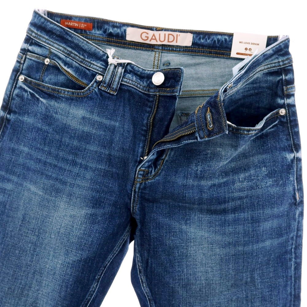 【新品】ガウディ GAUDI JEANS MARTIN ストレッチ コットン デニムパンツ ジーンズ ネイビー【サイズ34】【 状態ランクN 】【 メンズ 】[CPD]