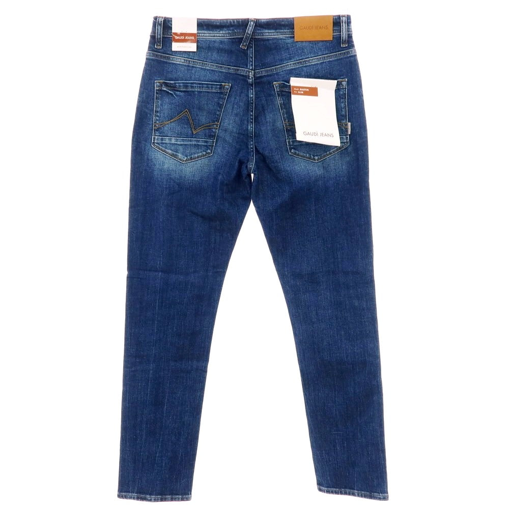 【新品】ガウディ GAUDI JEANS MARTIN ストレッチ コットン デニムパンツ ジーンズ ネイビー【サイズ34】【 状態ランクN 】【 メンズ 】[CPD]