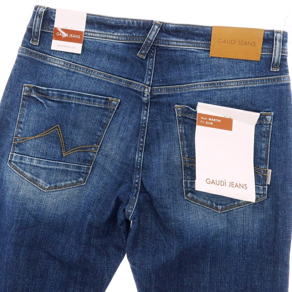 【新品】ガウディ GAUDI JEANS MARTIN ストレッチ コットン デニムパンツ ジーンズ ネイビー【サイズ34】【 状態ランクN 】【 メンズ 】[CPD]