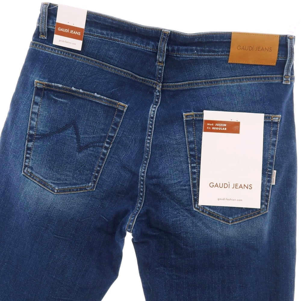 【新品】ガウディ GAUDI JEANS JUSTIN ストレッチ コットン デニムパンツ ジーンズ ネイビー【 サイズ34 】【 状態ランクN 】【 メンズ 】 [BPD]