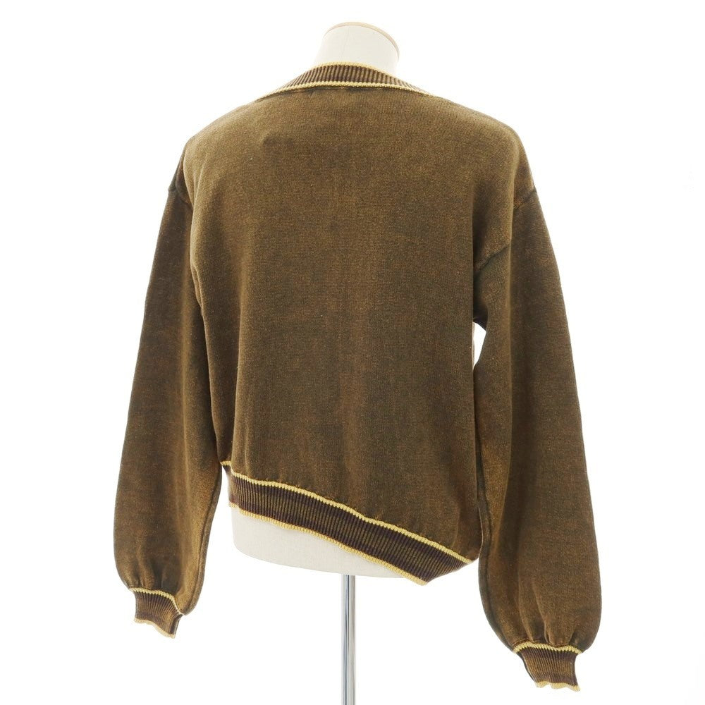 【中古】ヒロキツズキ HIROKI TSUZUKI 2025年秋冬 コットン系 Vネック プルオーバーニット カーキ【 F（M位） 】【 状態ランクA 】【 メンズ 】