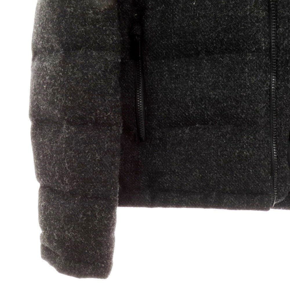 【中古】アスペジ ASPESI ウール ハリスツイード スタンドカラー ダブルジップ ダウンジャケット ブラックxグレー【 S 】【 状態ランクB 】【 メンズ 】
