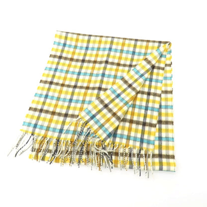 【中古】ラルスミアーニ LARUSMIANI カシミヤ チェック マフラー アイボリーxイエロー【 状態ランクB 】【 メンズ 】