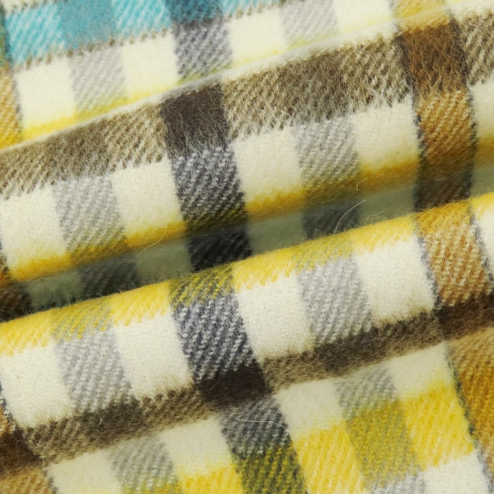 【中古】ラルスミアーニ LARUSMIANI カシミヤ チェック マフラー アイボリーxイエロー【 状態ランクB 】【 メンズ 】