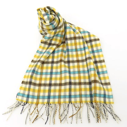 【中古】ラルスミアーニ LARUSMIANI カシミヤ チェック マフラー アイボリーxイエロー【 状態ランクB 】【 メンズ 】