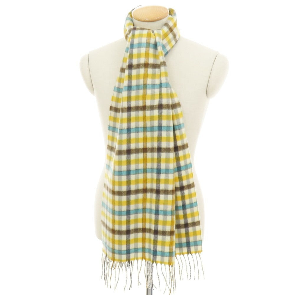 【中古】ラルスミアーニ LARUSMIANI カシミヤ チェック マフラー アイボリーxイエロー【 状態ランクB 】【 メンズ 】