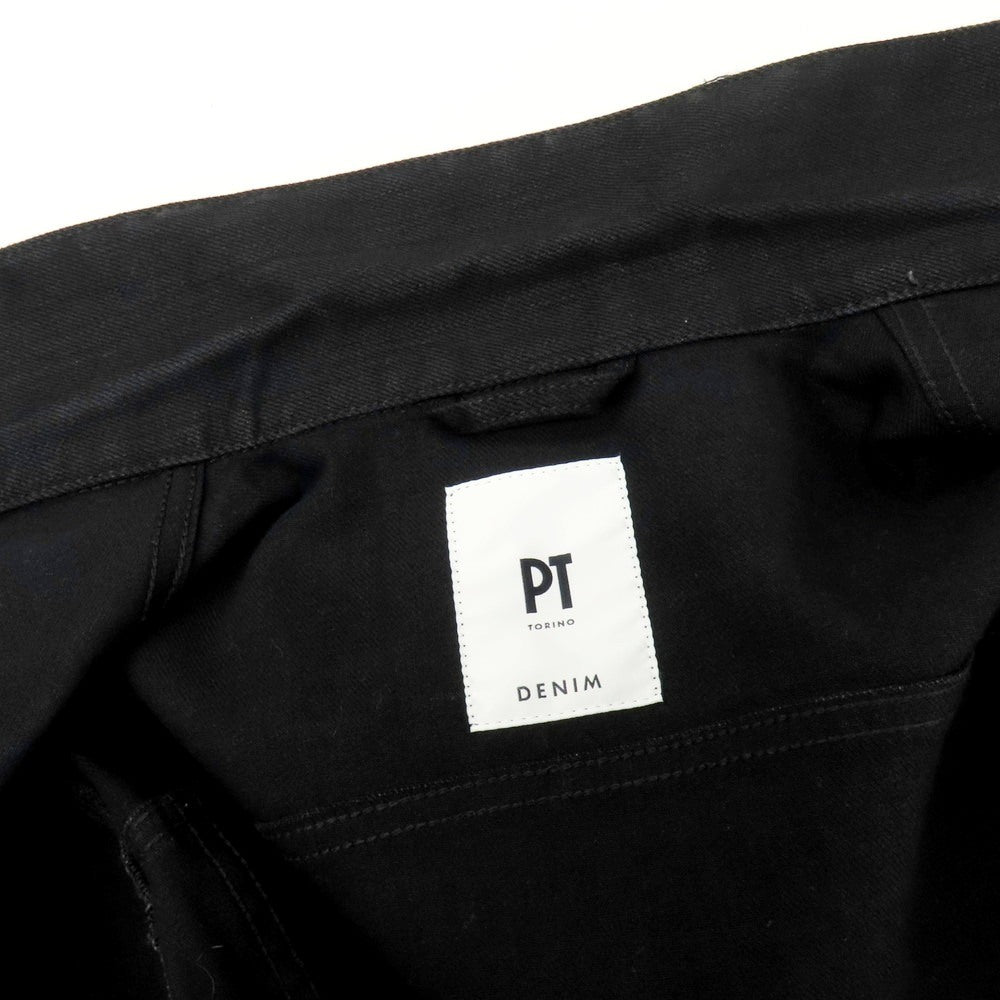 【中古】ピーティートリノ デニム PT TORINO DENIM Double Black Denim Jacket ストレッチコットン デニムジャケット ブラック【 サイズ48 】【 状態ランクB 】【 メンズ 】 [APD]