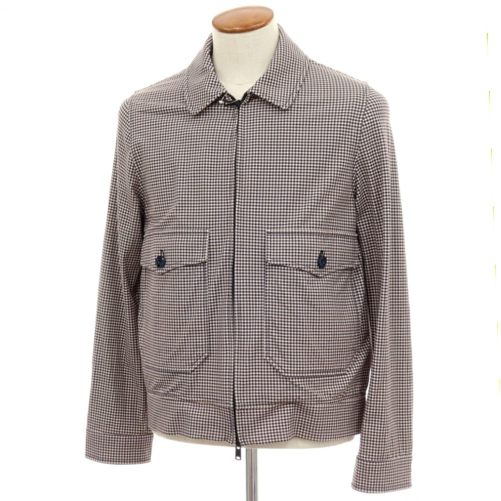 【中古】チルコロ1901 CIRCOLO 1901 コットン ジャージー チェック プリント ダブルジップ スイングトップ ピンクベージュxブラック【サイズM】【 状態ランクB 】【 メンズ 】