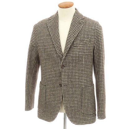 【中古】チルコロ1901 CIRCOLO 1901 コットンジャージー ハウンドトゥース プリント 2B カジュアルジャケット ベージュxブラック【 46 】【 状態ランクB 】【 メンズ 】